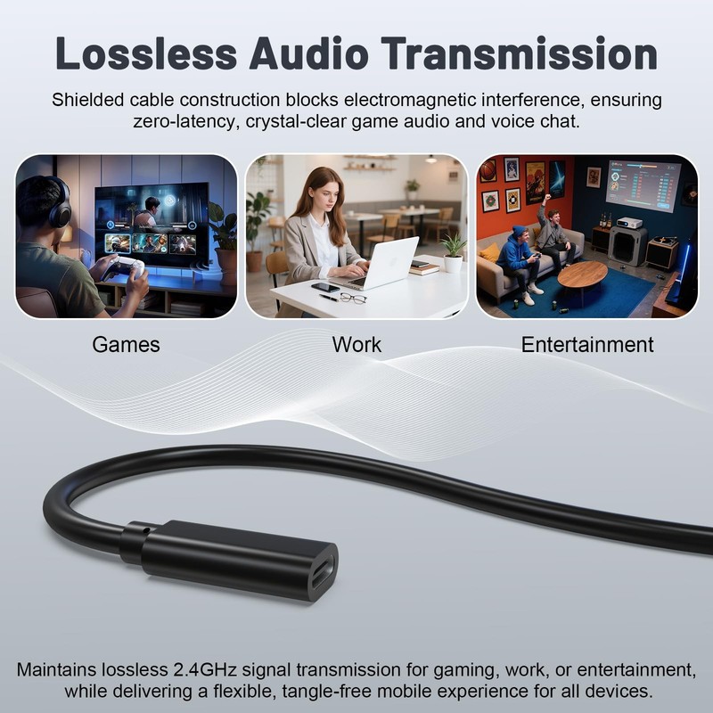 USB-C to USB-A Adapter Cable for SteelSeries Arctis 7X, Arctis 7P, Arctis 1 W... gallery