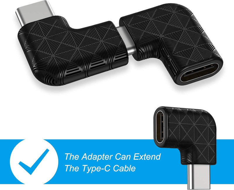 USB C Right Angle Adapter,90 Degree USB C to USB Type-C Male to Female Adapter ( gallery