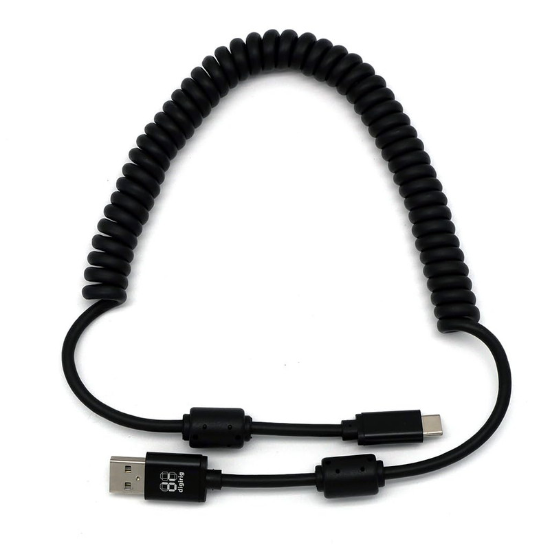 Coiled Shielded USB-A to USB-C Cable with Ferrites gallery