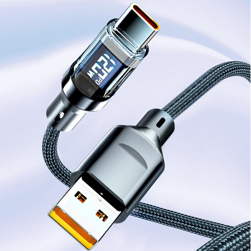 120w Super Fast USB Type-C Charging Braid Phone Charger Lead with Display LOT gallery