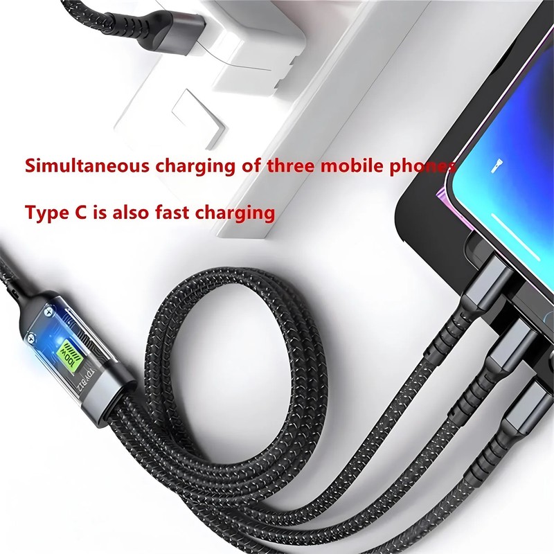 100W Fast Charging Cable Multi Charger Cable Nylon Braided Multiple USB gallery