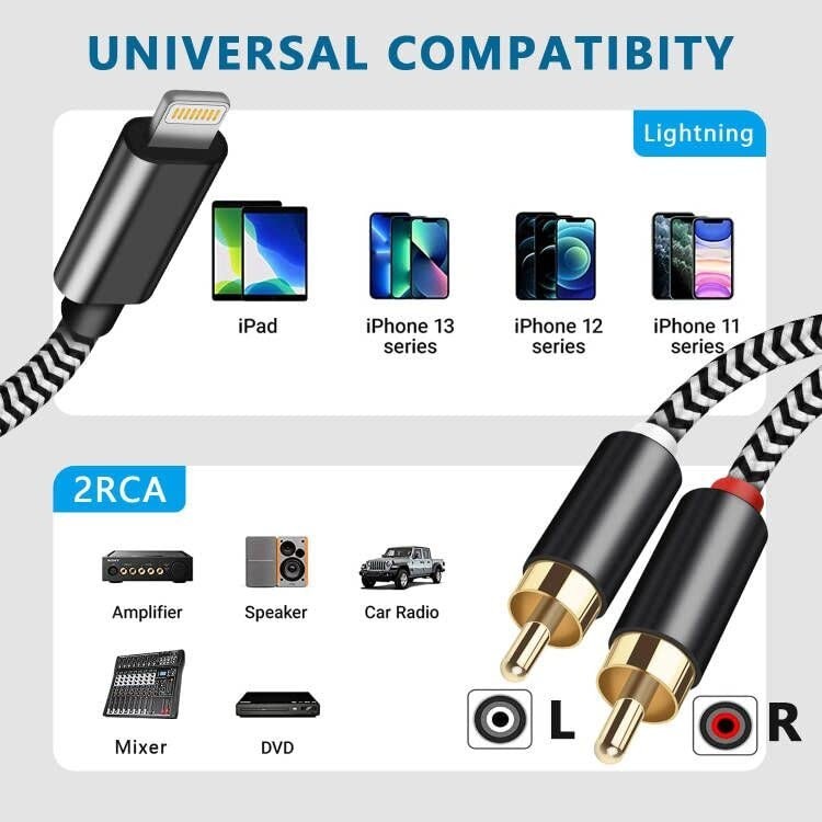 MFi Certified Lightning to RCA Audio Adapter Cable, 3.3FT, Compatible with iPhon gallery