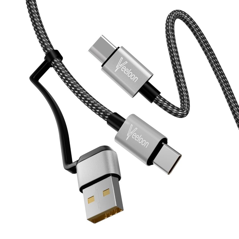 High-Speed 60W USB C Charger Cable - 2FT 2-in-1 Braided Multi-Device Cord gallery