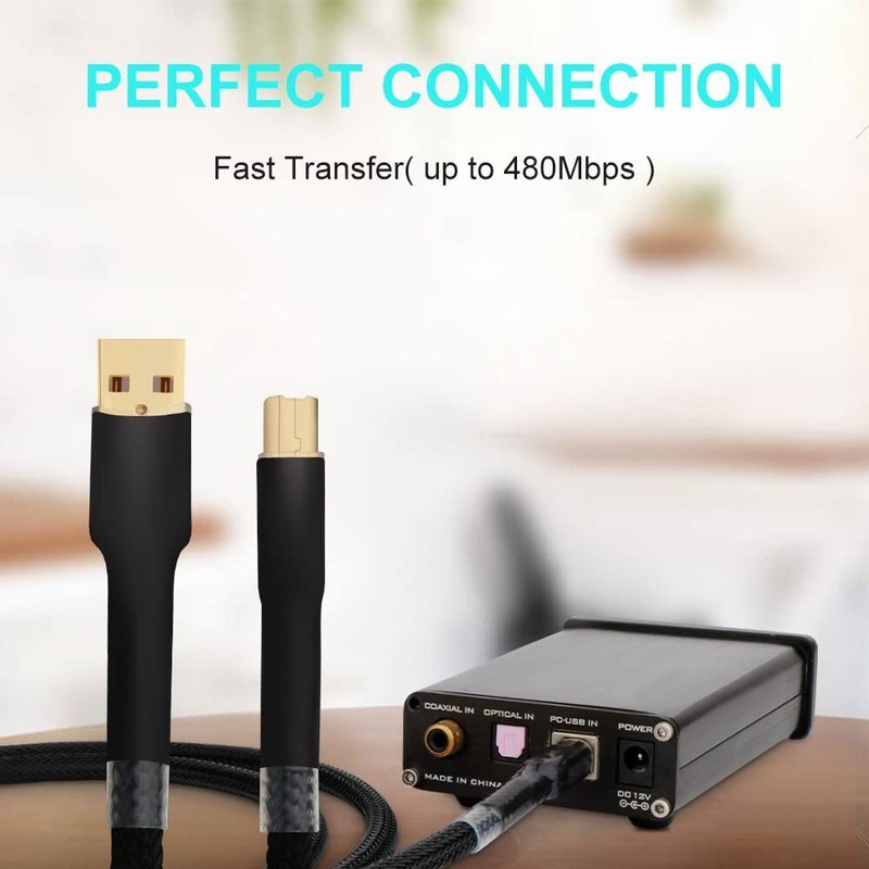 Audiophile Usb Cable 4n 99.998% Ofc Pure Copper 24k Gold Plated Usb2.0 A To B Ca gallery