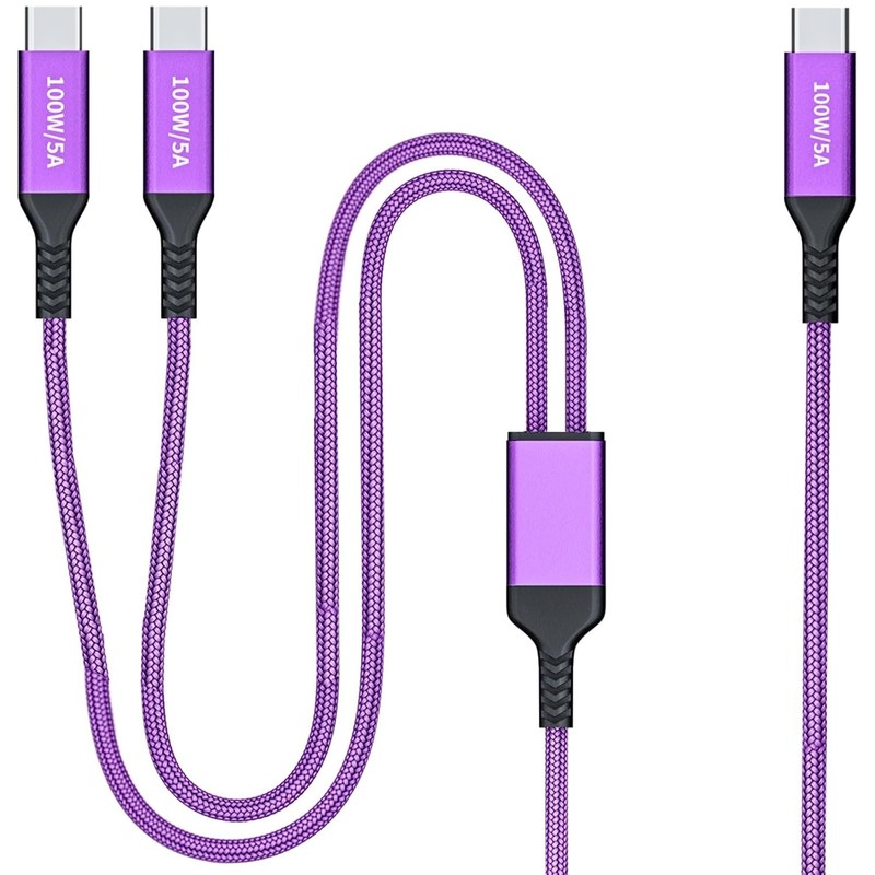 4FT 2 in 1 100W USB c to Dual USB-C Fast Charging Cable,iPhone 15 USB C to Do... gallery