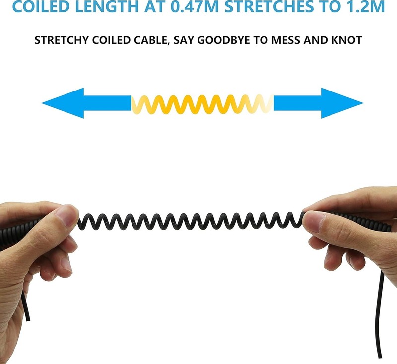 Mini USB Coiled Cable, Right Angle Sync Charging Spring Spiral Cord for Mini... gallery