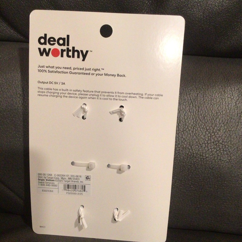3' USB-A to USB-C 2pk Cable - Deal Worthy Black gallery