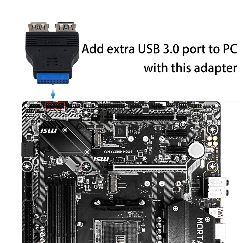 USB 3.0 Motherboard Adapter, Blue, 20-Pin USB 3.0 to USB 2.0 Internal Splitte... gallery