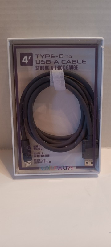 USB-A Cable Charger For iPhone / ipad Colorways Grey New Type C to USB A