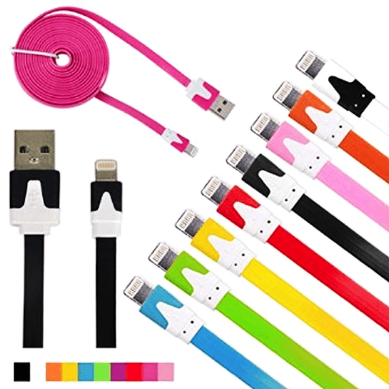 10FT 3M flat noodle USB Data Sync charger Cable FOR apple iPhone 8 7 6 plus 5 5s