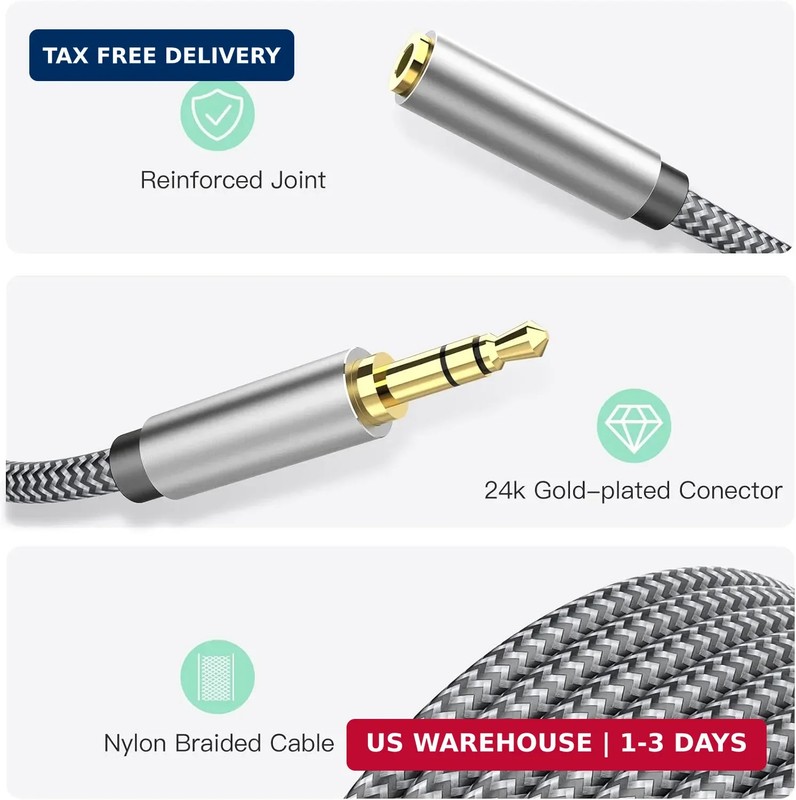Headphone Extension Cable 10ft - Aux 3.5mm Extension Cable Male to Female, 1/8 I gallery