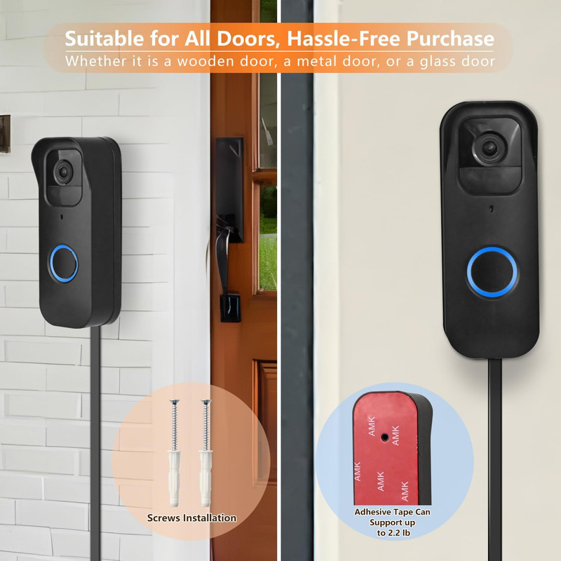 2-in-1 Power Cable & Mount for Blink Video Doorbell - No Drill, 16.4ft Cord gallery