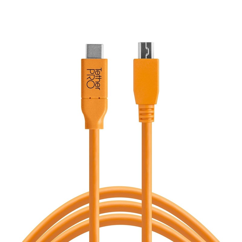 TetherPro USB-C to 2.0 Mini-B Cable, High-Visibility Orange gallery