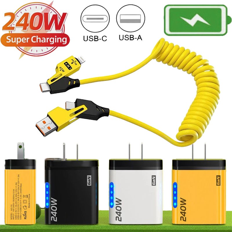 240W Fast Charging Wall Charger&4-IN-1 Cable For iPhone Air/17/16/15/14/13/12Pro gallery