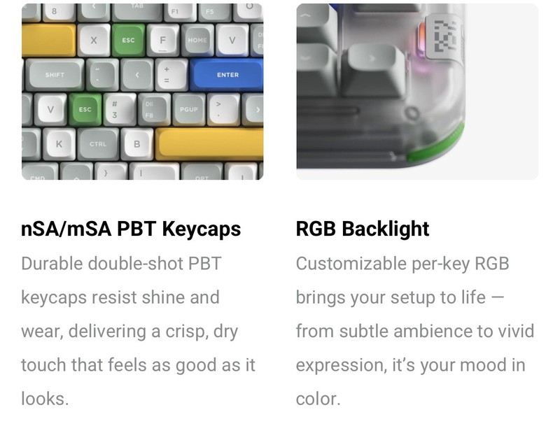 Nuphy Kick75 Tri-Mode High Profile Keeb w Knob,75% Layout w RGB, Blush Switches gallery