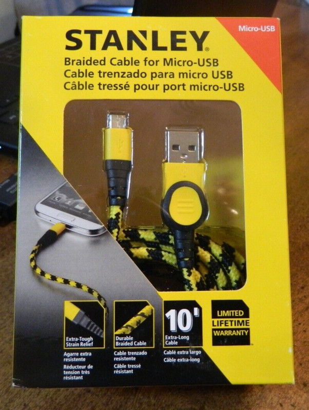 (2) Stanley cable for Micro-USB (10 feet) – 2 cables ($7.50 each)