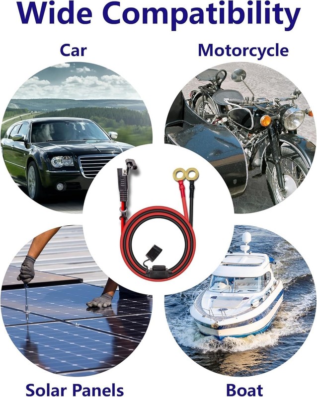 Versatile SAE to O Ring Terminal Cable - 2FT Water-Resistant Charger Extension gallery