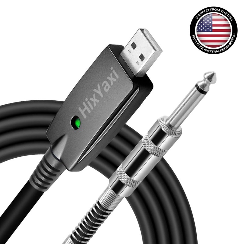 USB Guitar Cable 10FT 6.35mm Instrument Cable for Guitar, Bass, PC Recording