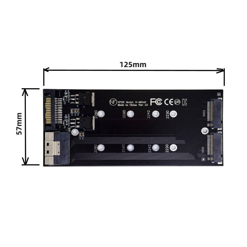 CABLECY Slimline SFF-8654 8X Dual NVME M.2 AHCI Raid Card VROC PCIE Express 4.0 gallery