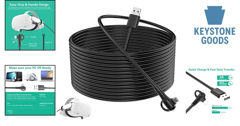 16.4Ft USB C VR Link Cable for Quest 2/3 - Fast Charging & High-Speed Data gallery