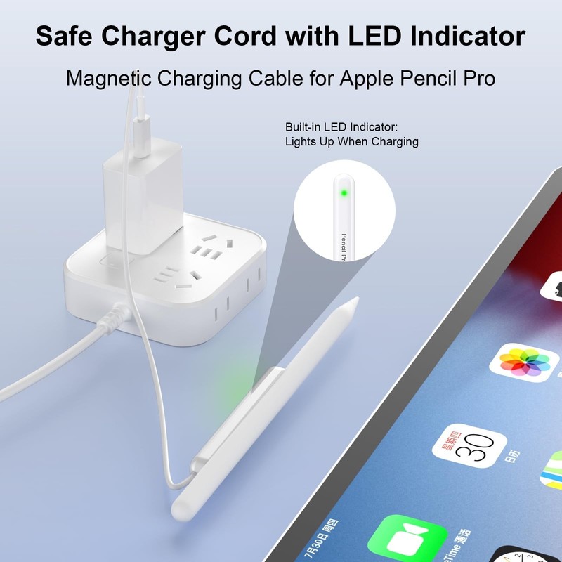 Magnetic Charging Cable for Apple Pencil Pro - Fast Charge Dock, LED Indicator, gallery