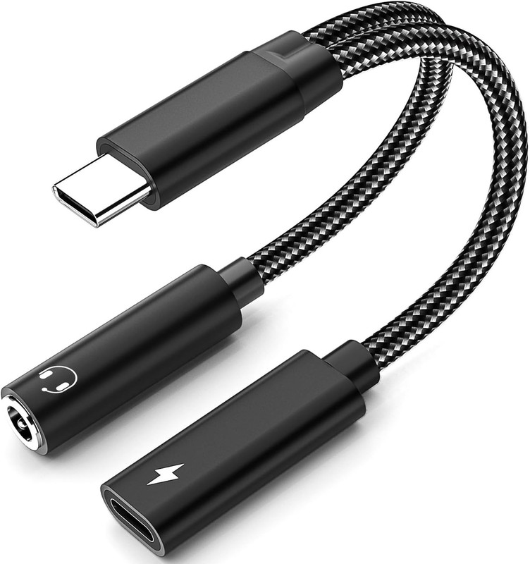 USB C to 35mm Headphone and Charger Adapter Fast Charging