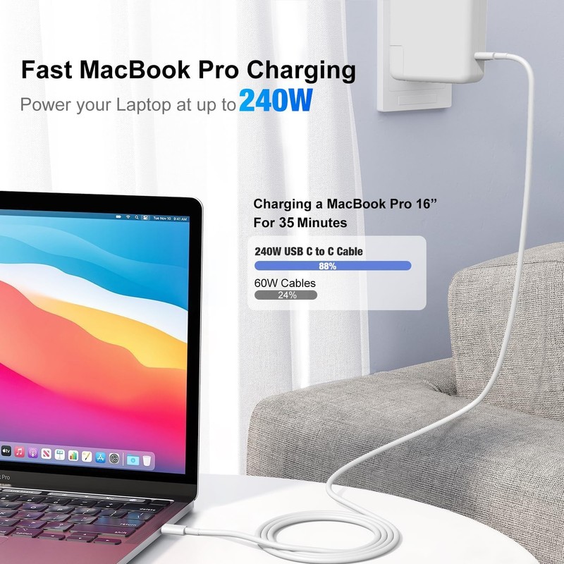 240W USB Charging Cable for MacBook /& for iPhone 17/16 Max, MFi Certified 48... gallery