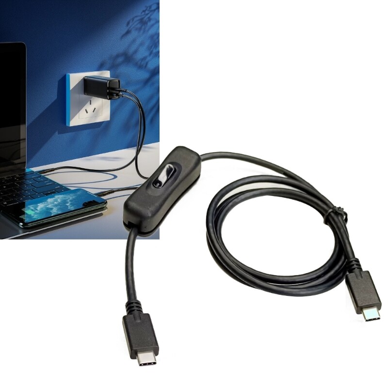 USB Type C with Switches Power Button Charging Extension Cable Universal Type C gallery