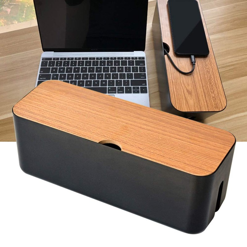 Cable Management Box - Wooden Style Large Cord Organizer to Hide black gallery