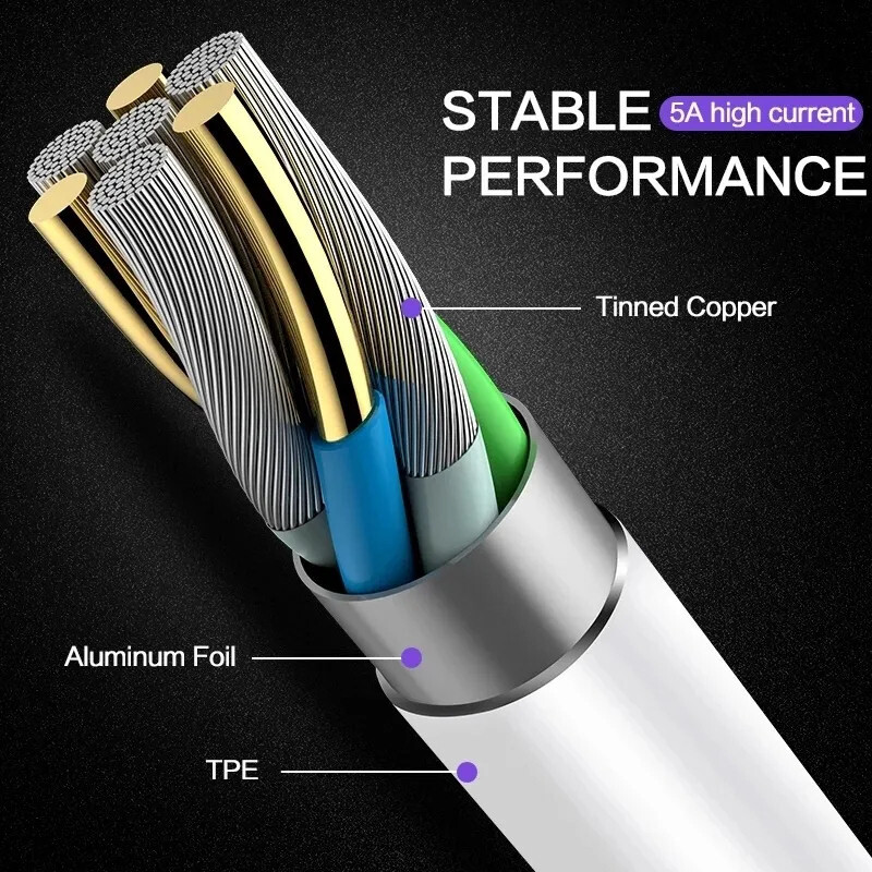 USB Type C Data Cable 5A Fast Charging USB-A to USB-C Charger Cord For Phone gallery