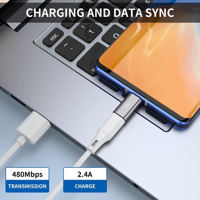 Micro USB to C Adapter,8-Pack Aluminum Type C Adapter Convert Grey gallery
