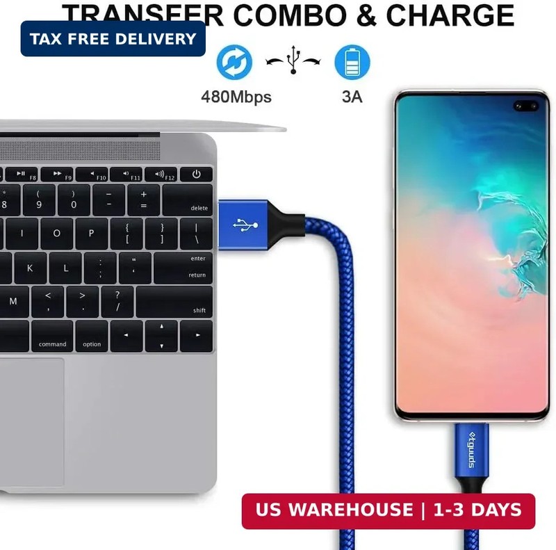 etguuds USB to USB C Cable 2ft, 2-Pack USB A to Type C Charger Cord Fast Chargin gallery