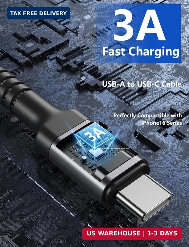 USB to USB C Cable 3A Fast Charging [2 Pack, 6FT], USB A to USB C Charger Cord, gallery