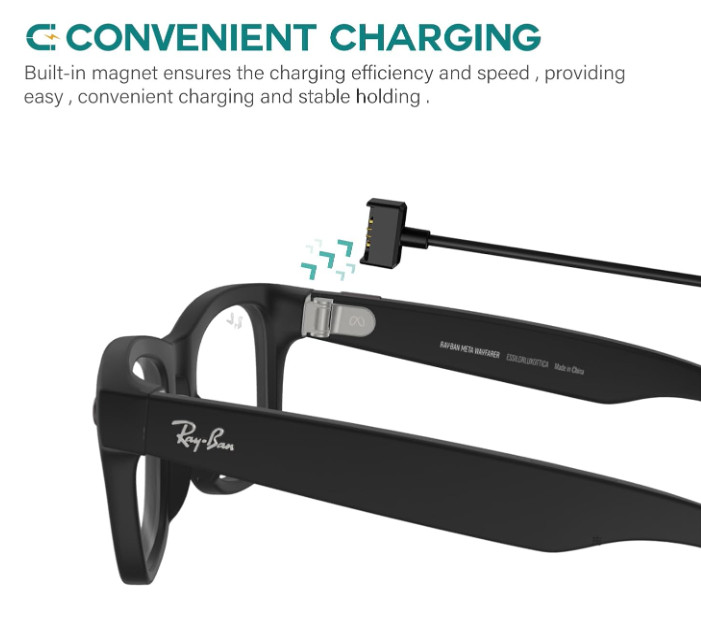 Charger Cable Compatible with Ray_Ban Stories Smart Glasses 1M Fast Charging-USA gallery