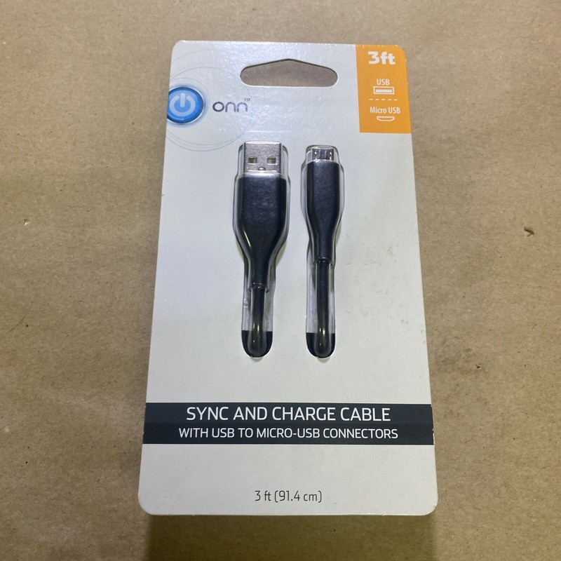 Sync and Charge Cable with USB to Micro-USB Connectors - Black Color