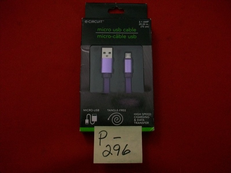 BRAND NEW RARE **PURPLE** HARD TO FIND E-CIRCUIT MICRO USB CABLE 29.25in 2.1 AMP