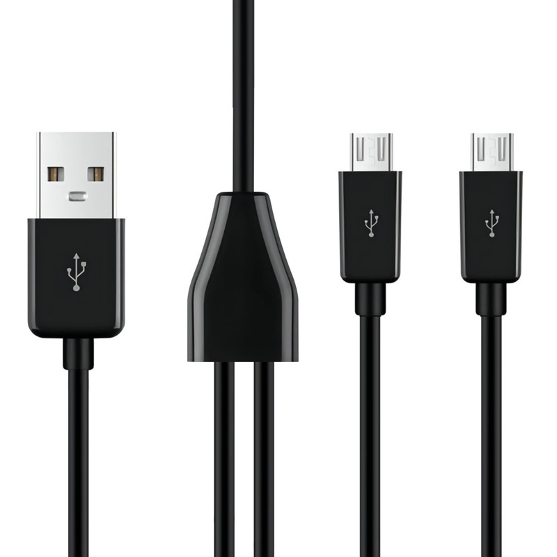 2-in-1 Micro USB Splitter Cable USB 2.0 A Male to Dual Micro USB Male gallery