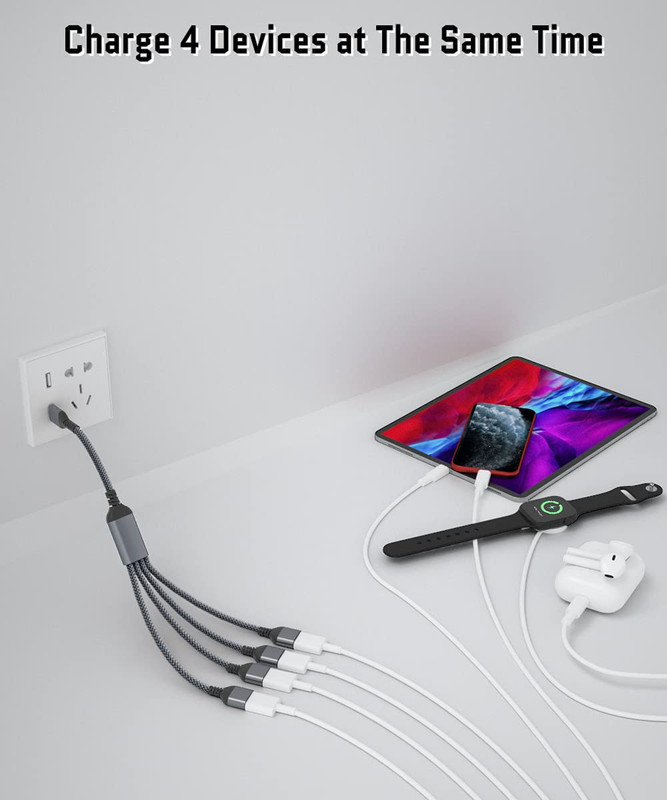 USB Splitter Y Cable 1FT,USB Charger Splitter 1 in 4 Out,Multi Port USBA Extensi gallery