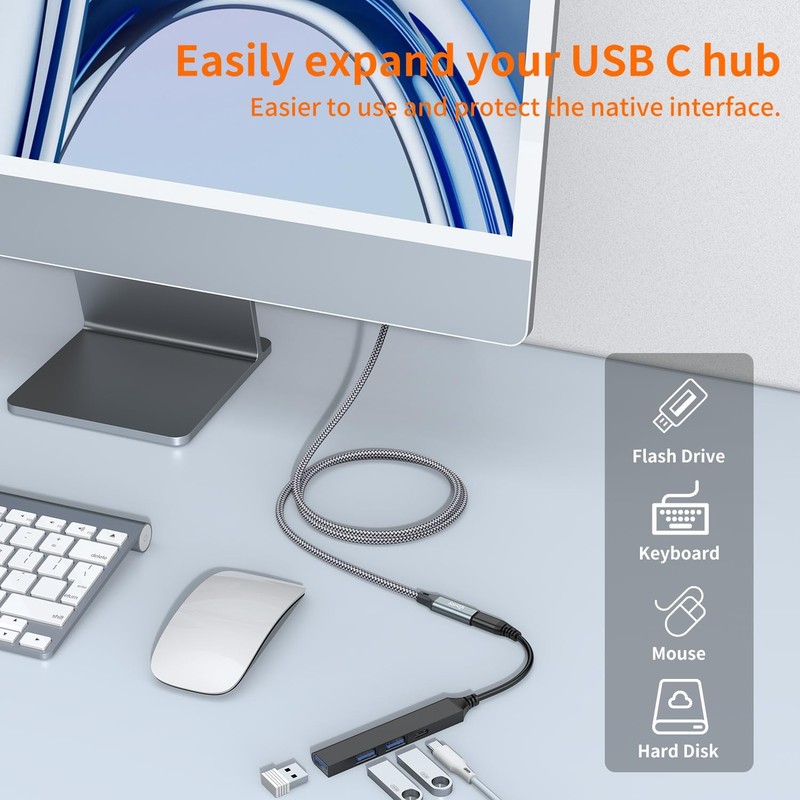 JXMOX USB C Extension Cable (3.3Ft/1m/10Gbps), USB 3.2 Type C 3.1 Male to Female gallery