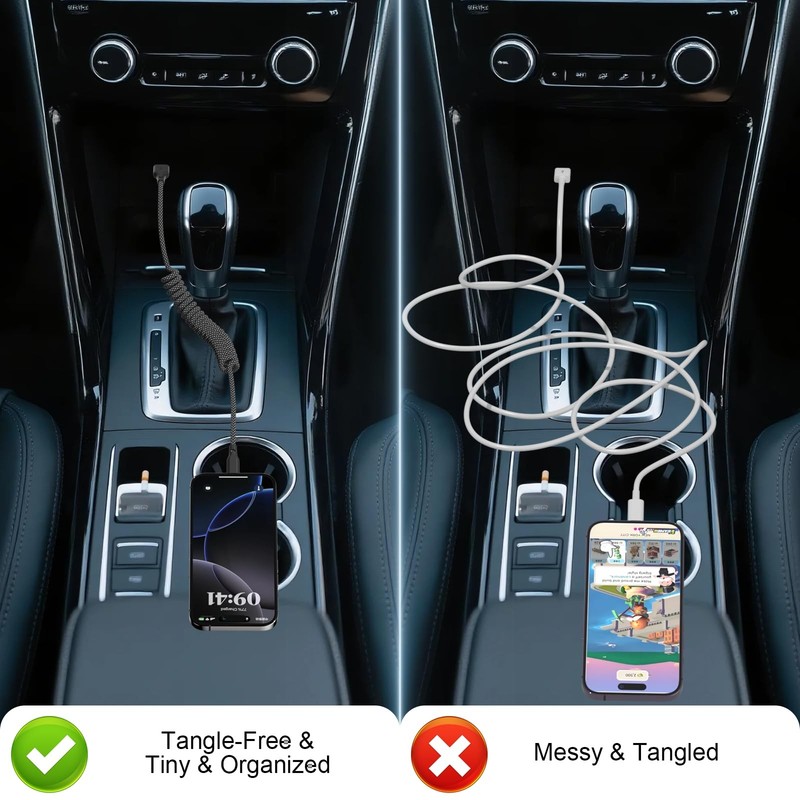 Coiled Carplay Car Charger Fast Charging, [2-Pack, 3ft] Retractable Braid USB... gallery