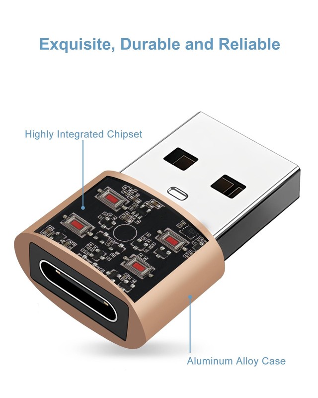 USB to USB C Adapter 4 Pack, USBC Female to A Male Adapter, Type C to USB A Char gallery