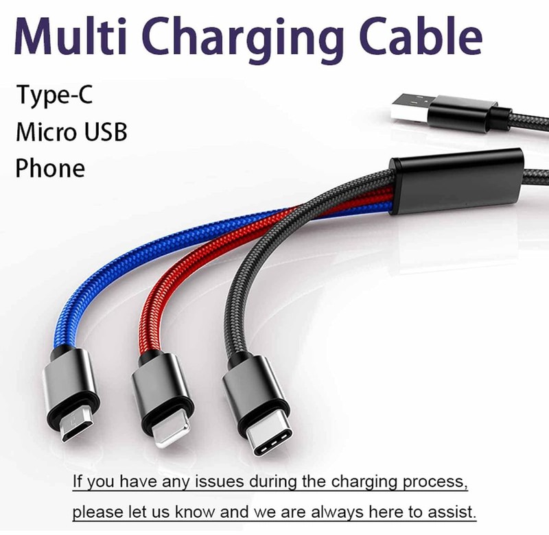 10ft 3in1 Multi Charging Cable Type C Micro USB Phone Port Braided Cord gallery