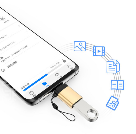 5pcs Golden Mobile Phone USB3.0 OTG Adapter USB to Type-C Converter For U-disk gallery