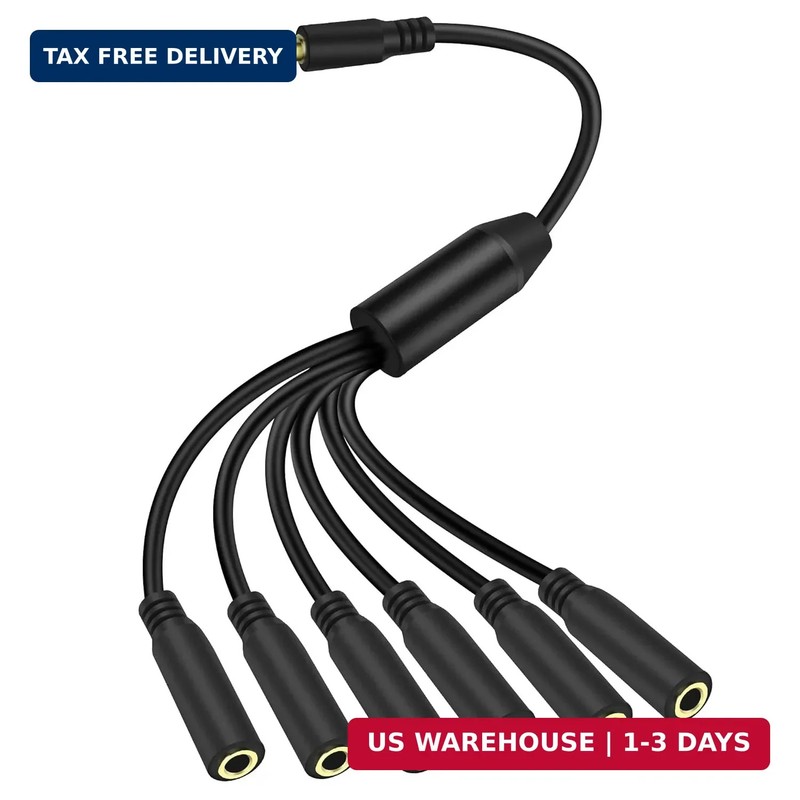 MEIRIYFA 3.5mm Splitter Cable 1 to 6 Ways,1/8 inch 4-Pole/3-Rings TRRS 1 Male to