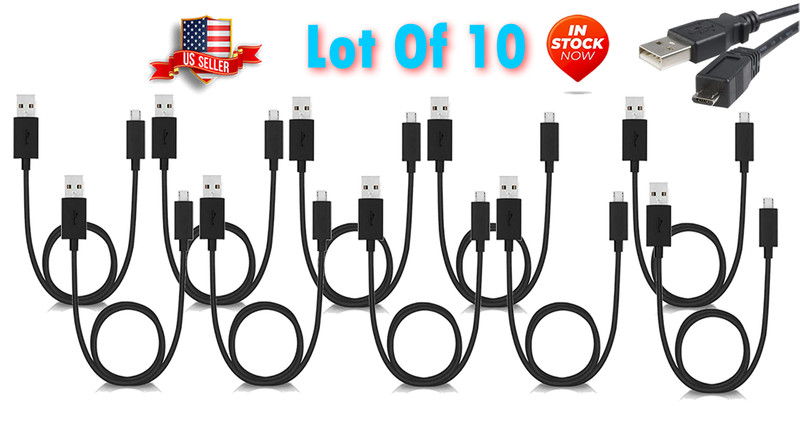 10 Universal Micro USB Fast Charge Cable 3 Feet 7 Inches. - Individually Wrapped