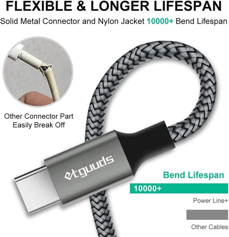 etguuds Long USB C Cable 10ft, 1-Pack, Braided USB A to USB C Charger gallery