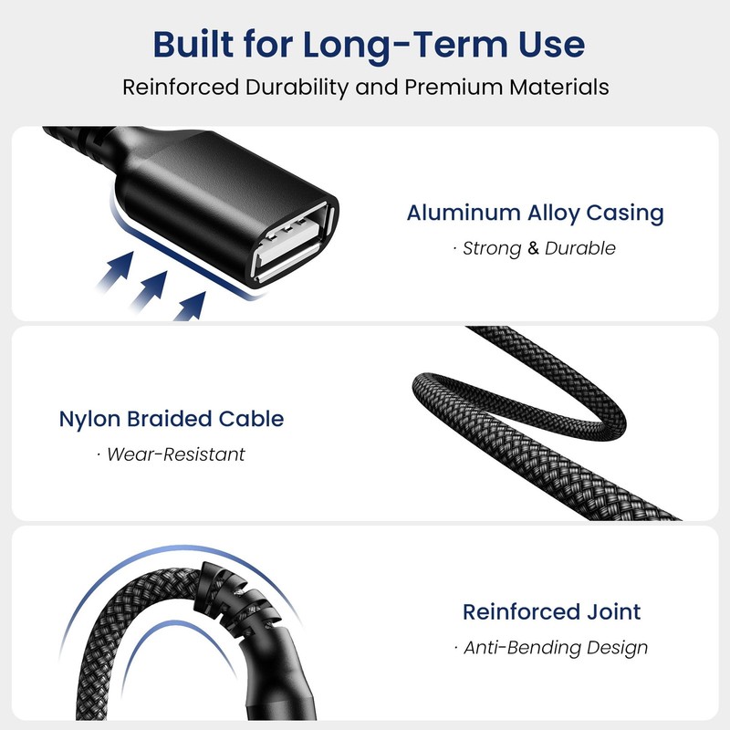 USB A Male-to-Female Extension Cable with On/Off Switch 10FT/3M gallery