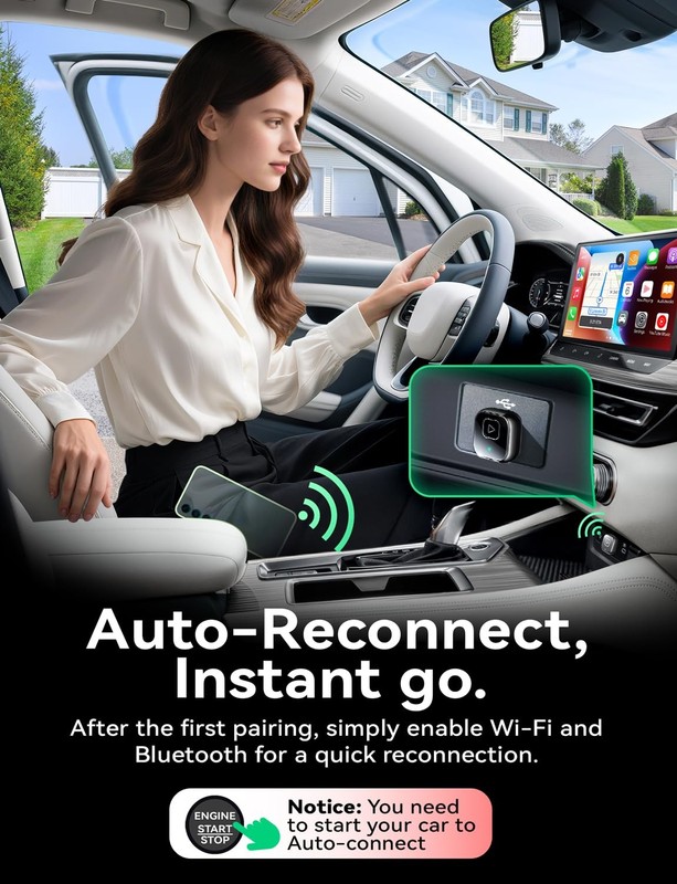 Wireless Carplay & Android Auto Adapter, Metal Design Mini & Stable 2-in-1 Do... gallery