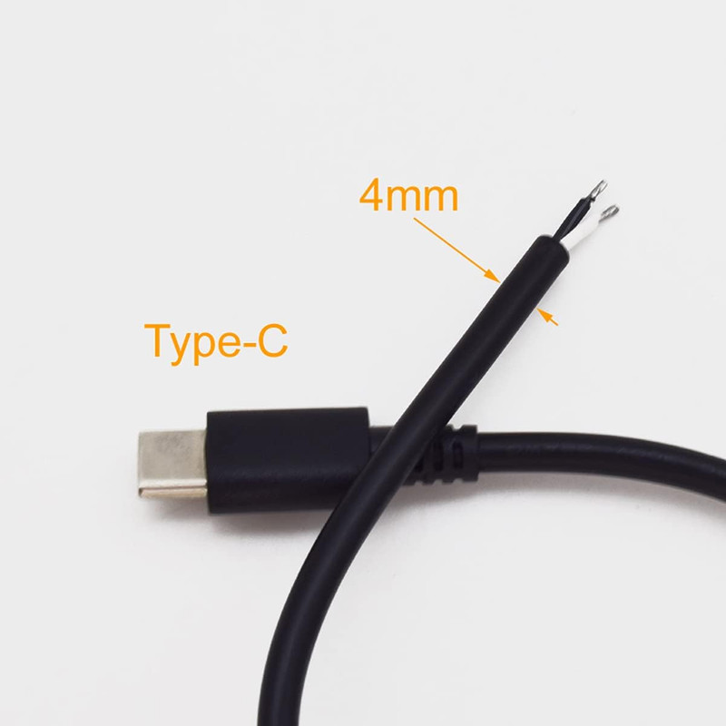 2Pack 1M/3.3Ft USB C Power Pigtail 2 Cable 22AWG 3A 12V Type C USB Male Plug to gallery