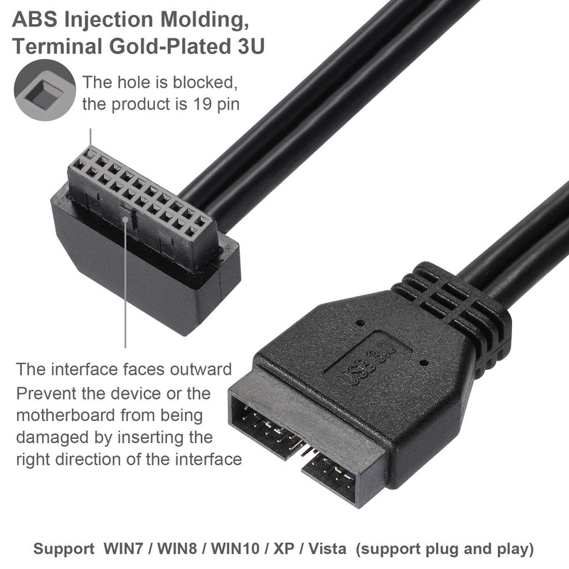 SATA USB 3.0 Motherboard Front 19 Pin Male To Female Extension Cable PC gallery